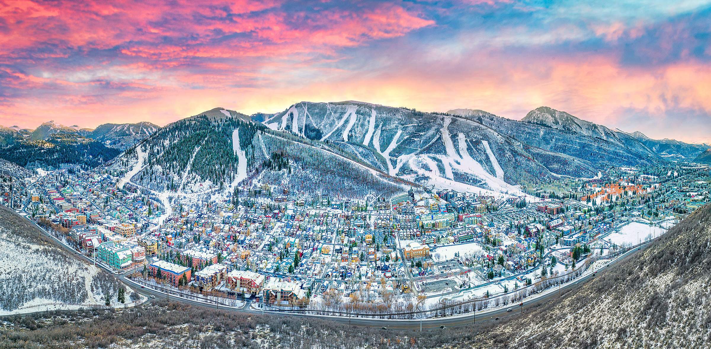 An aerial view of Park City, Utah.
